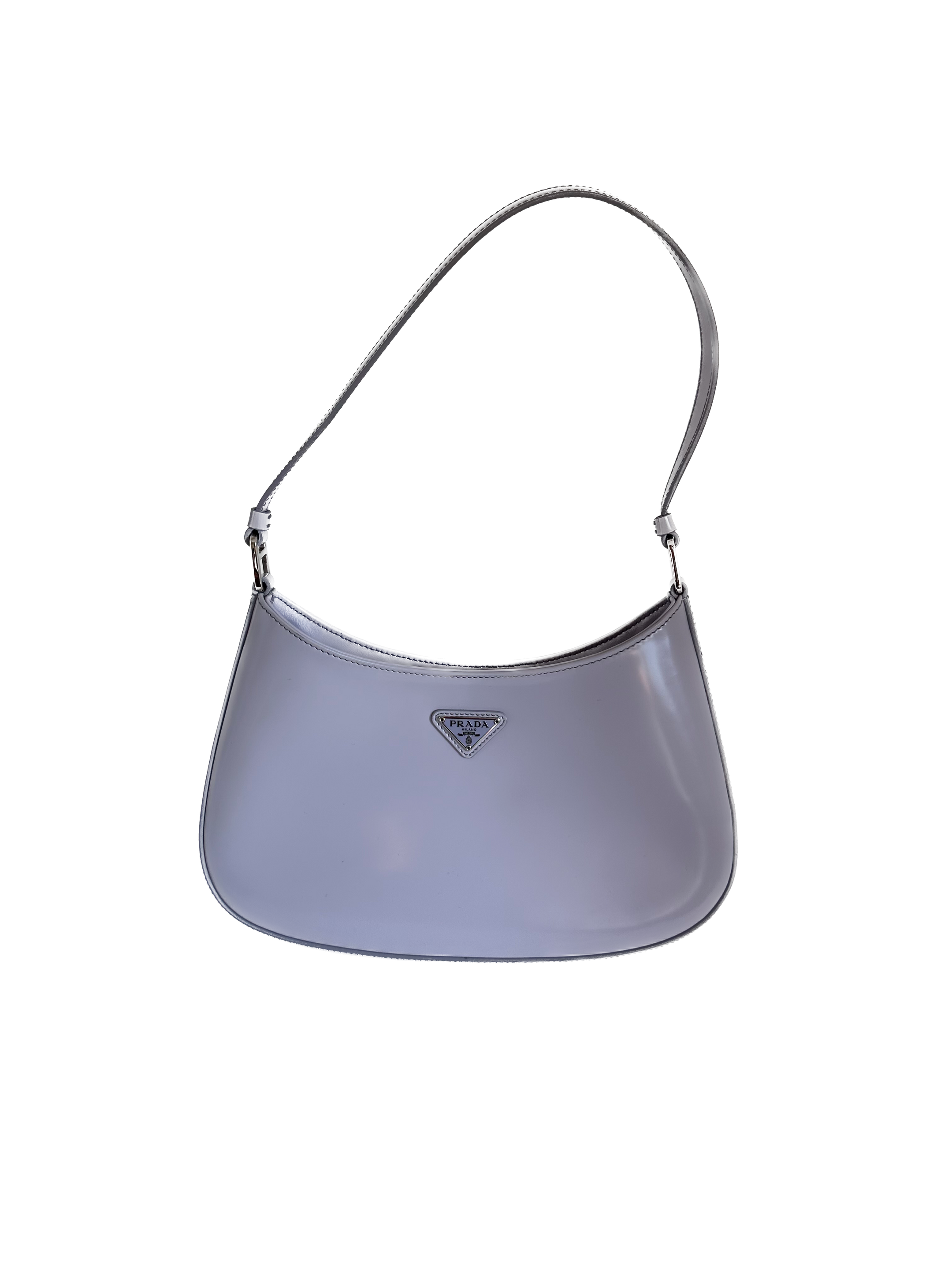 Silver Prada Cleo Brushed Leather Mini Bag